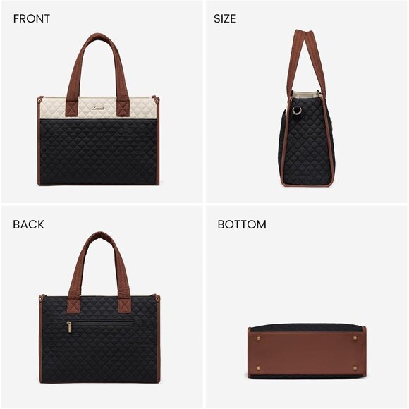 Elegant 15.6-Inch Tote Bag for Women - Quilted Laptop & Multi-Pocket Design - Picture 8 of 8
